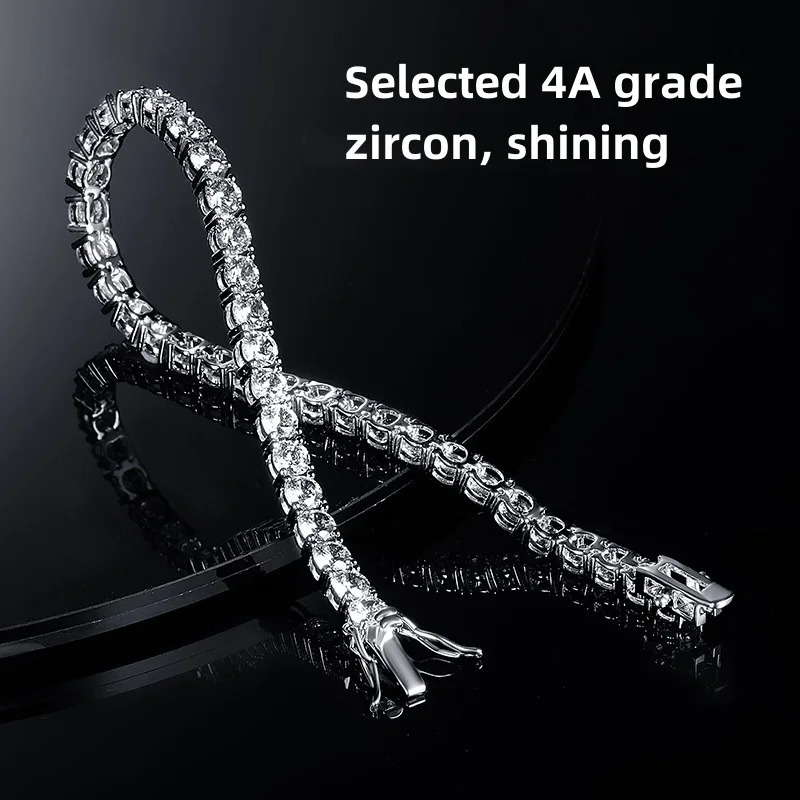 Factory price 925 silver plated 18K gold 4A grade Zircon tennis bracelet for men and women fashion personality exquisite jewelry 250408