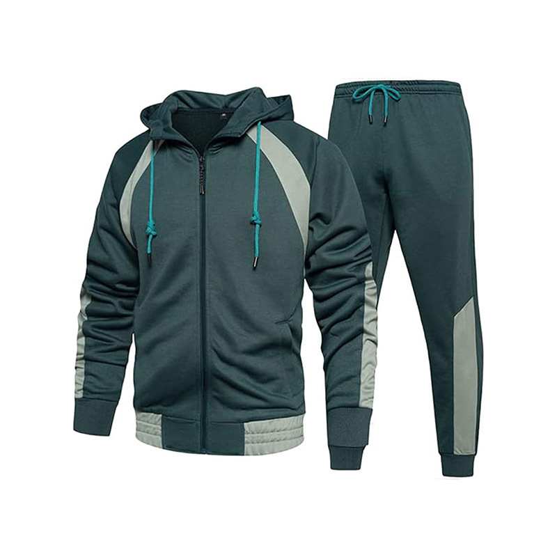 Euro 2024 autumn/winter new versatile mens sports hoodie set with hooded zipper two-piece set