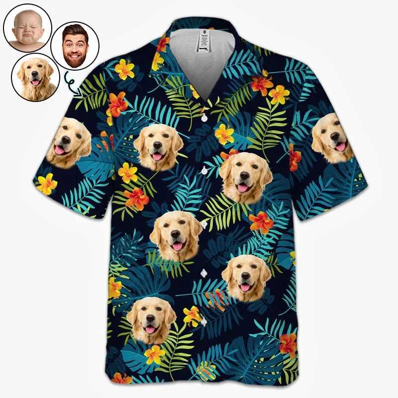 Customized dog face Hawaiian Aloha shirt full print personalized custom pet graphic beach shirt for men and women pet owner gift X250410