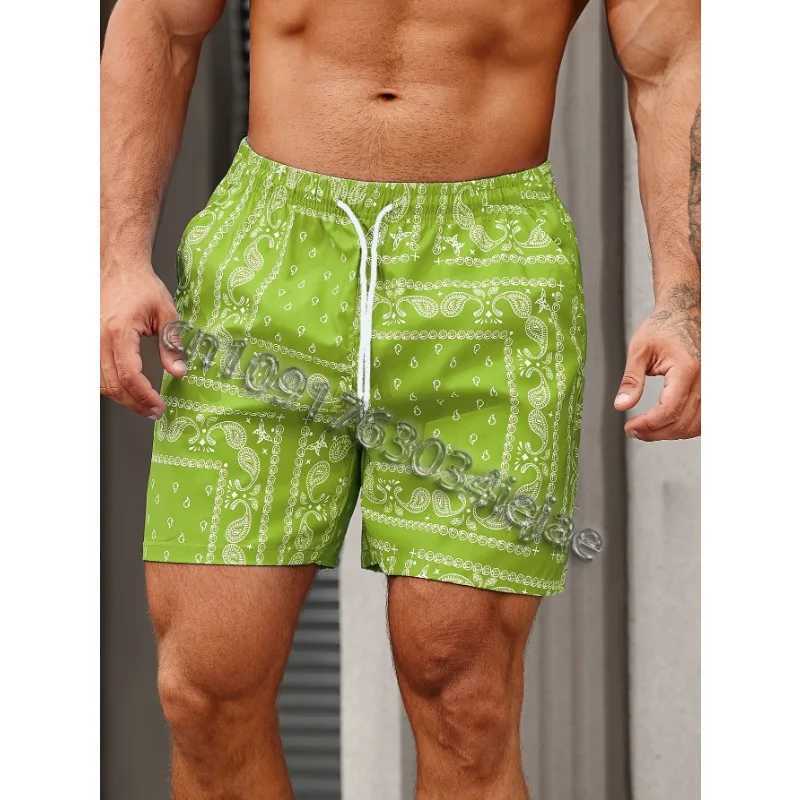 Paisley boys plus size shorts quick drying Hawaiian surfing running fitness fashionable casual shorts X250410
