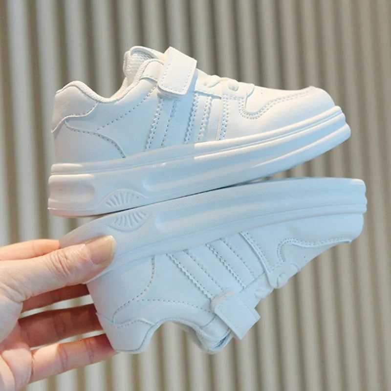 New Children Tennis Shoes Simple White Versatile Kids Sneakers for Girls PU Leather Boys Fashion Running Sneakers School CausalT251110