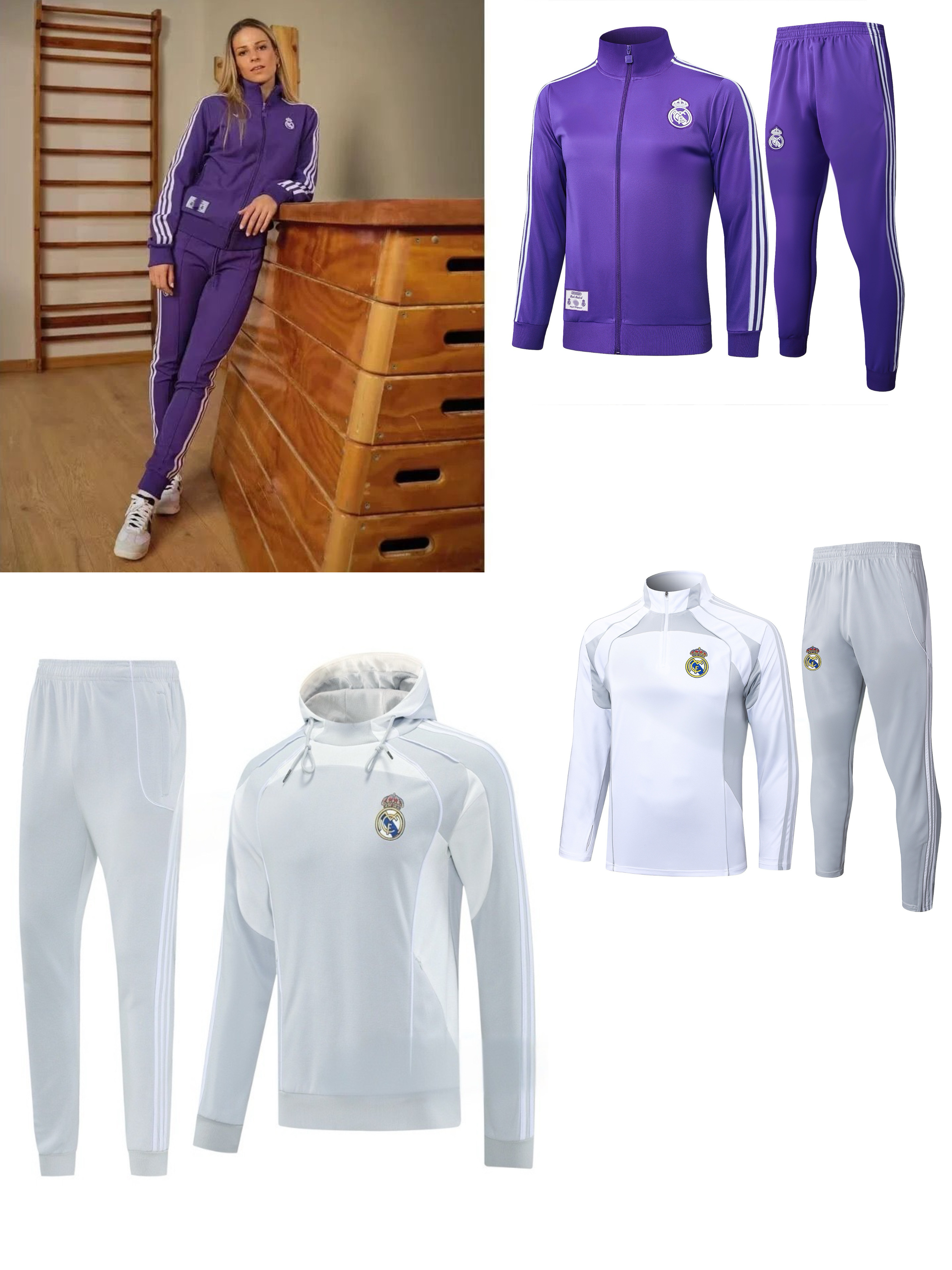 New purple sportswear set: Advanced adult football appearance long zipper jacket equipment series