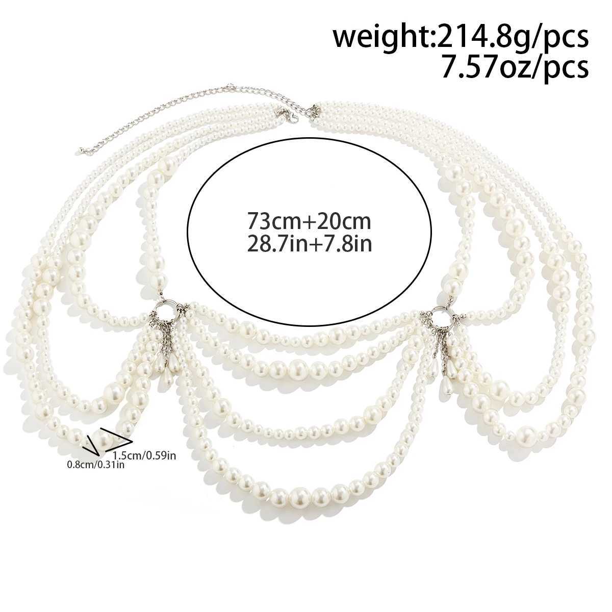 Ingemark Vintage Mtilayer imitation pearl tassel waist chain suitable for warm wedding brides bohemian belly belts and body jewelry accessories X25041