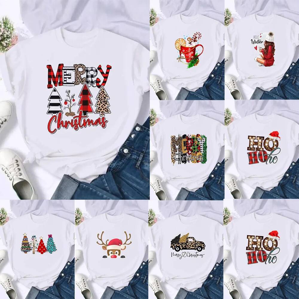 Ddmytues Christmas Fashion 2025 Print T Top Merry New Year Tree Lovely Festival Trend Holiday Graphic Tee Women Shirt Clothing T-Shirts