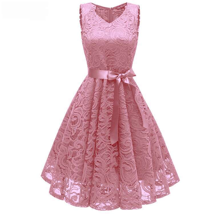 Spring Bridesmaid Hot Selg V-neck Sexy Big Swing Lace Women's Dress 2025 New Casual Fashion Trendy Clothing