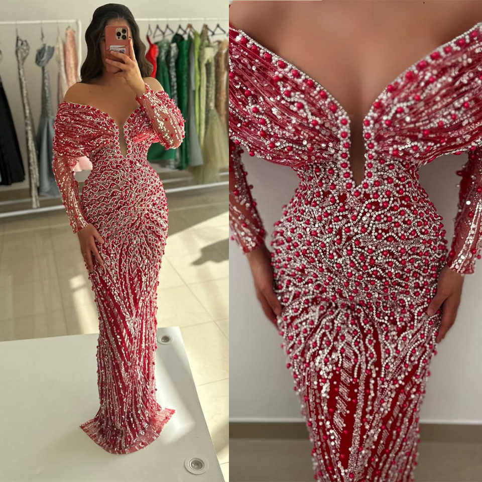 Luxury Heavy Handmade Prom Dress Full Beaded Off Shoulde Evening Gown Formal Occasion Dress Party Women Customized Dresses