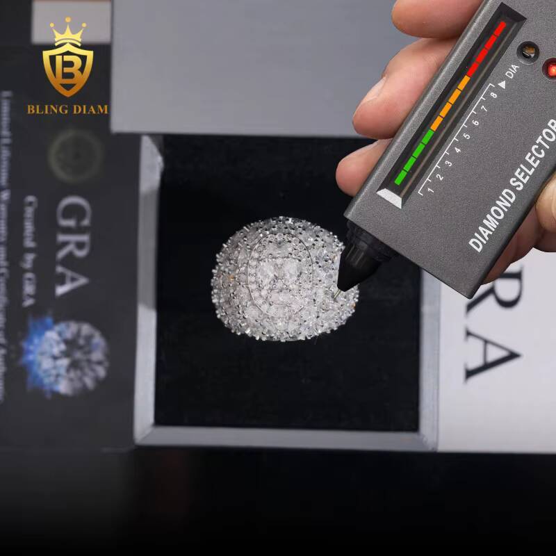 Fashion 925 Silver Rings for Men Moissanite Iced Out Moissanite Hip Hop Jewelry High Quality Diamond Pass Diamond Test with GRA