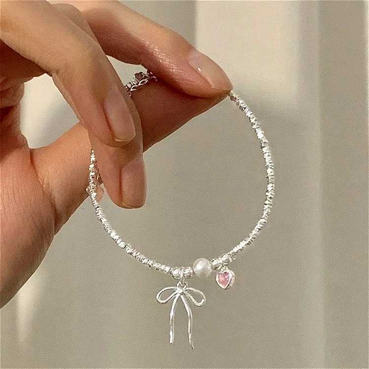 925 Sterling Silver Pearl Bracelets For Women Girls Vintage Korean Pink Love Bow Chain Bracelet Luxury Original Party JewelryT251110
