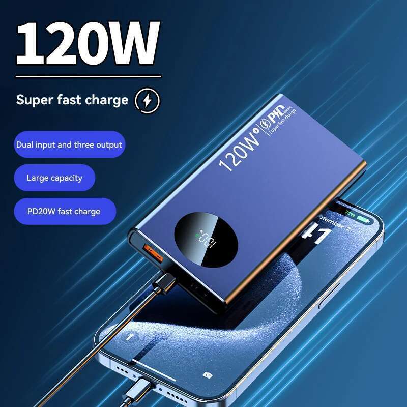 120W 20000mAh High Capacity Power Bank Fast Charging Powerbank Portable Battery Charger For Samsung Huawei 2025 New