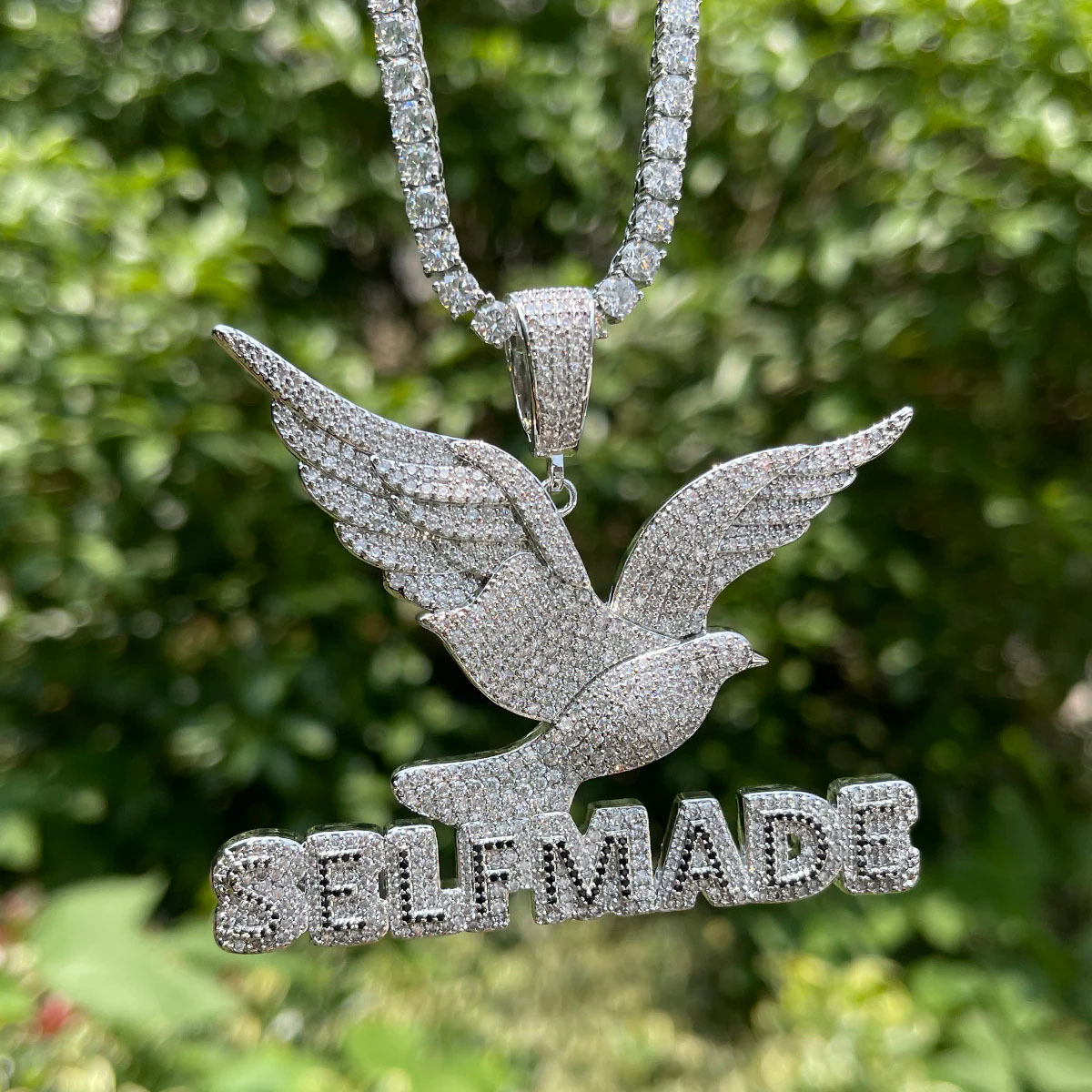 Hip Hop Peaceful Dove SELFMADE Pendant Necklace Bling Zircon Gold Plated Jewelry