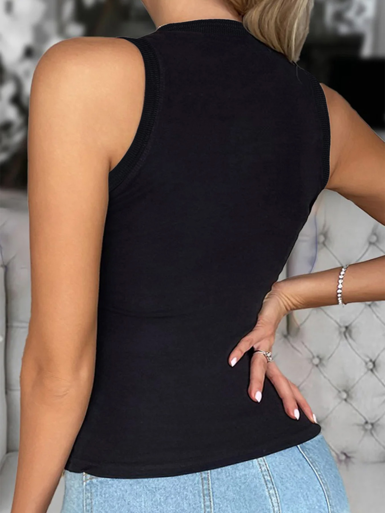 Leopard Print Sequined Tank Top for Women - Sleek Sleeveless Design---D117