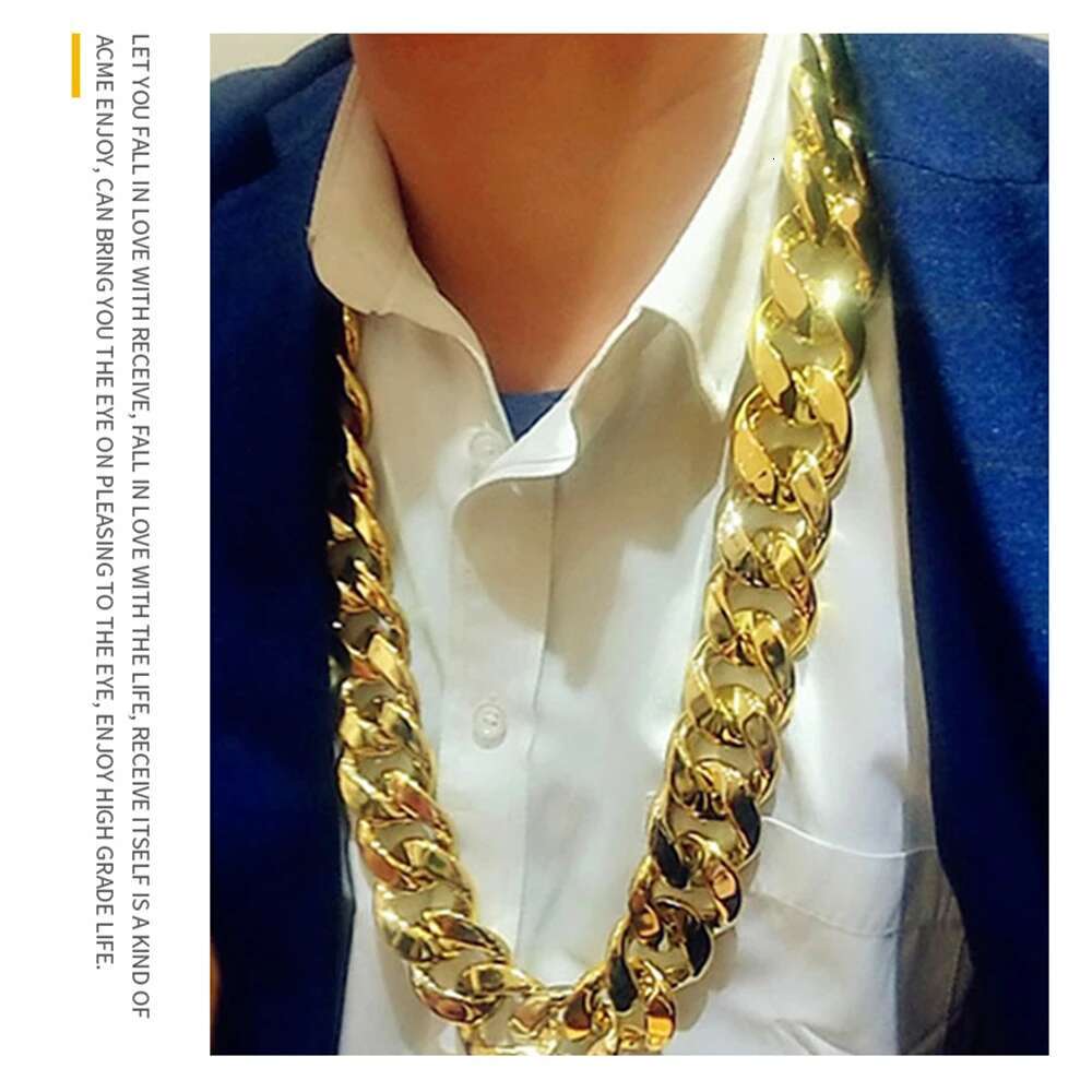 Hip Hop Gold Color Big Acrylic Chunky Chain Necklace For Men Punk Oversized Large Plastic Link Chain Mens Jewelry