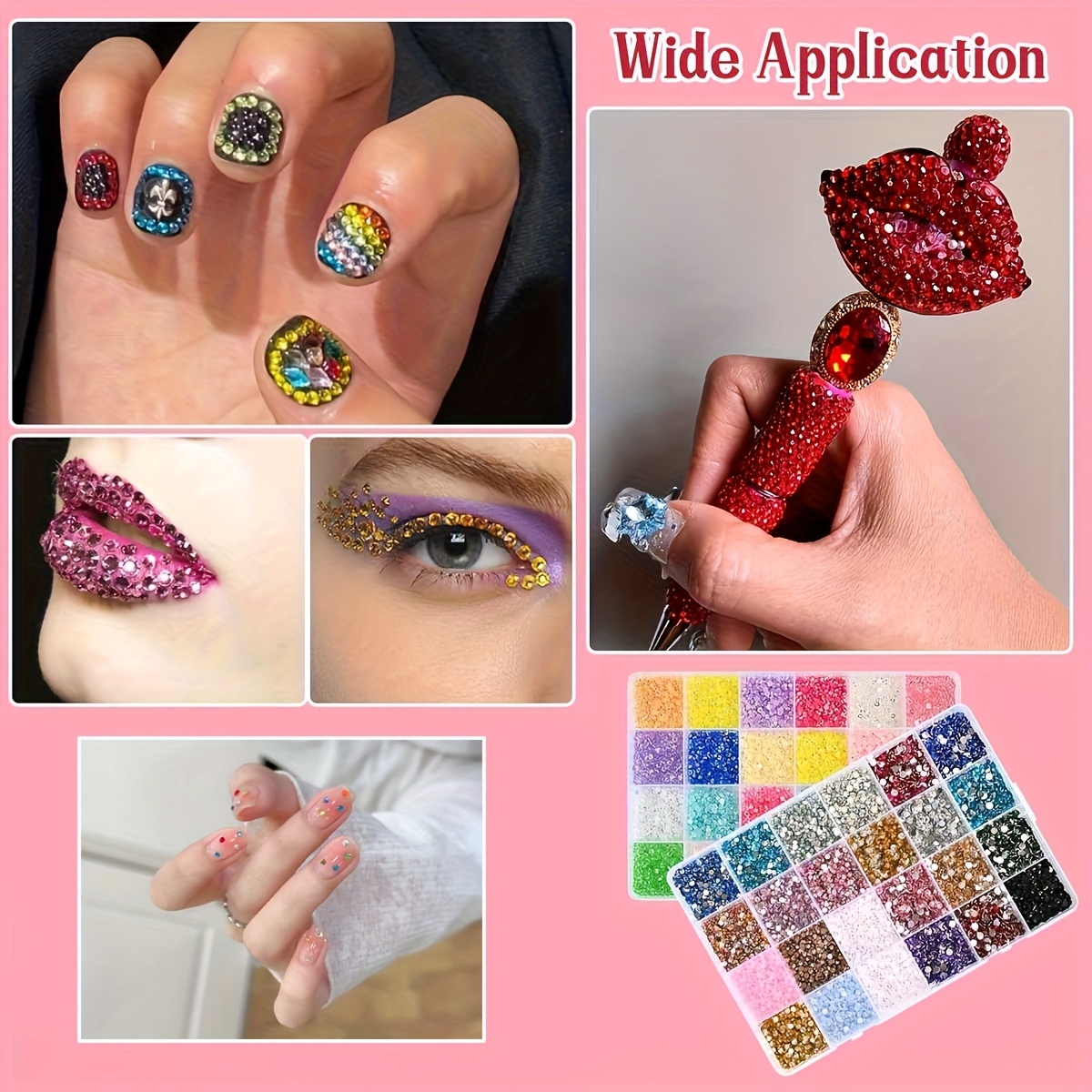 24000pcs 3mm Flat-Bottomed Resin Rhinestones with 24-Grid Storage Box - Ideal for Nail Art, Clothes, Masks, Cups & DIY Jewelry