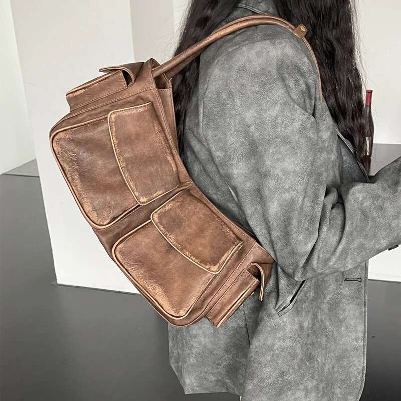 Vintage Y2k Underarm Bags For Women Designer Handbag And Purse 2023 New In Moto & Biker Multiple Pockets Square Shoulder