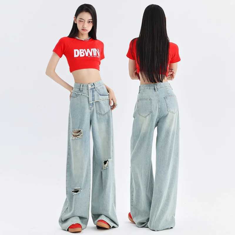 Casual Womens Pants High Waist Loose Wide Leg Summer Low Rise Jean Shorts Cowgirls Clothing Y2k Woman Womens jeans Jeans C251110