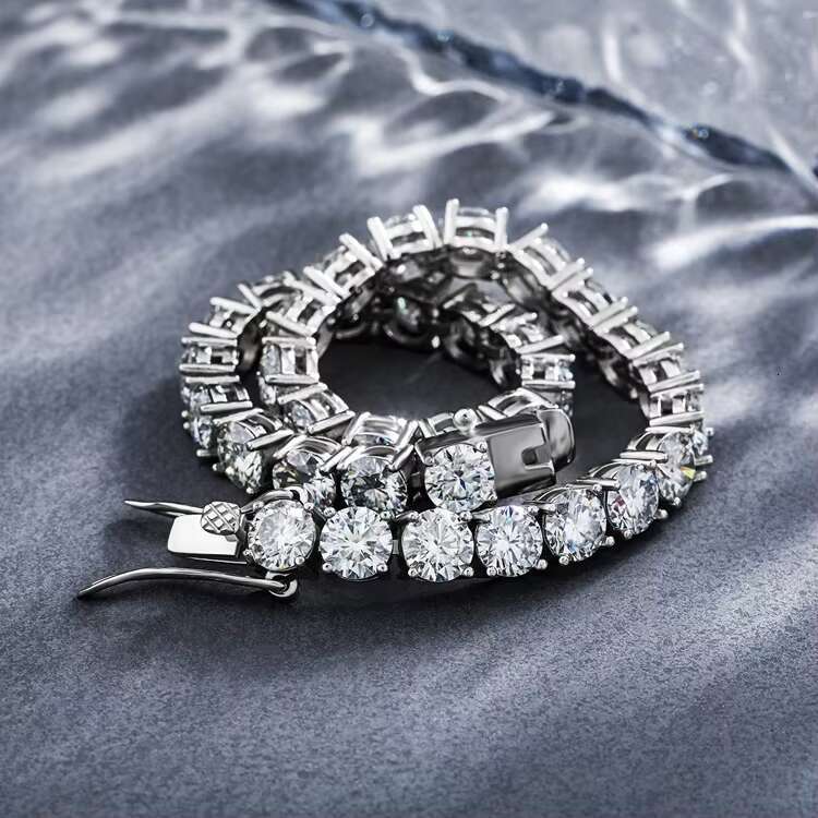 Best Selling 925 Sterling Silver 5mm Iced Out HipHop Jewelry VVS Moissanite Tennis Chain Bracelet Necklaces