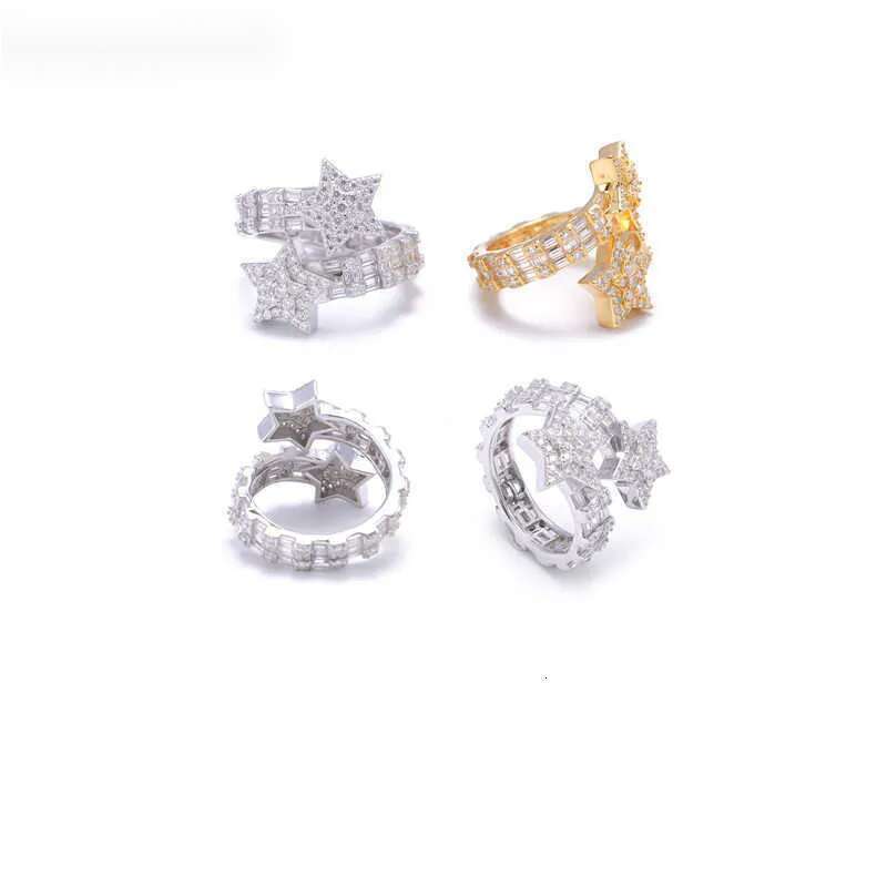 Dia Hair New Hip Hop Star Male Sier Moissanite Full Set Personalized Trendy Ring