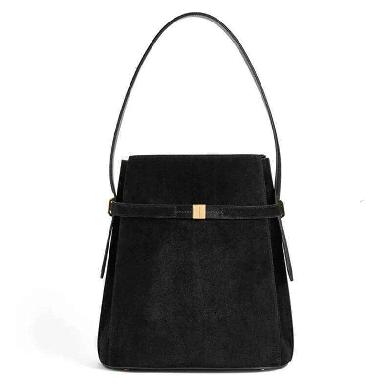 Light Luxury Fashion High-quality Top Layer Cowhide Bucket Shaped Shoulder Personalized High-end Feeling, Diagonal Cross Bag