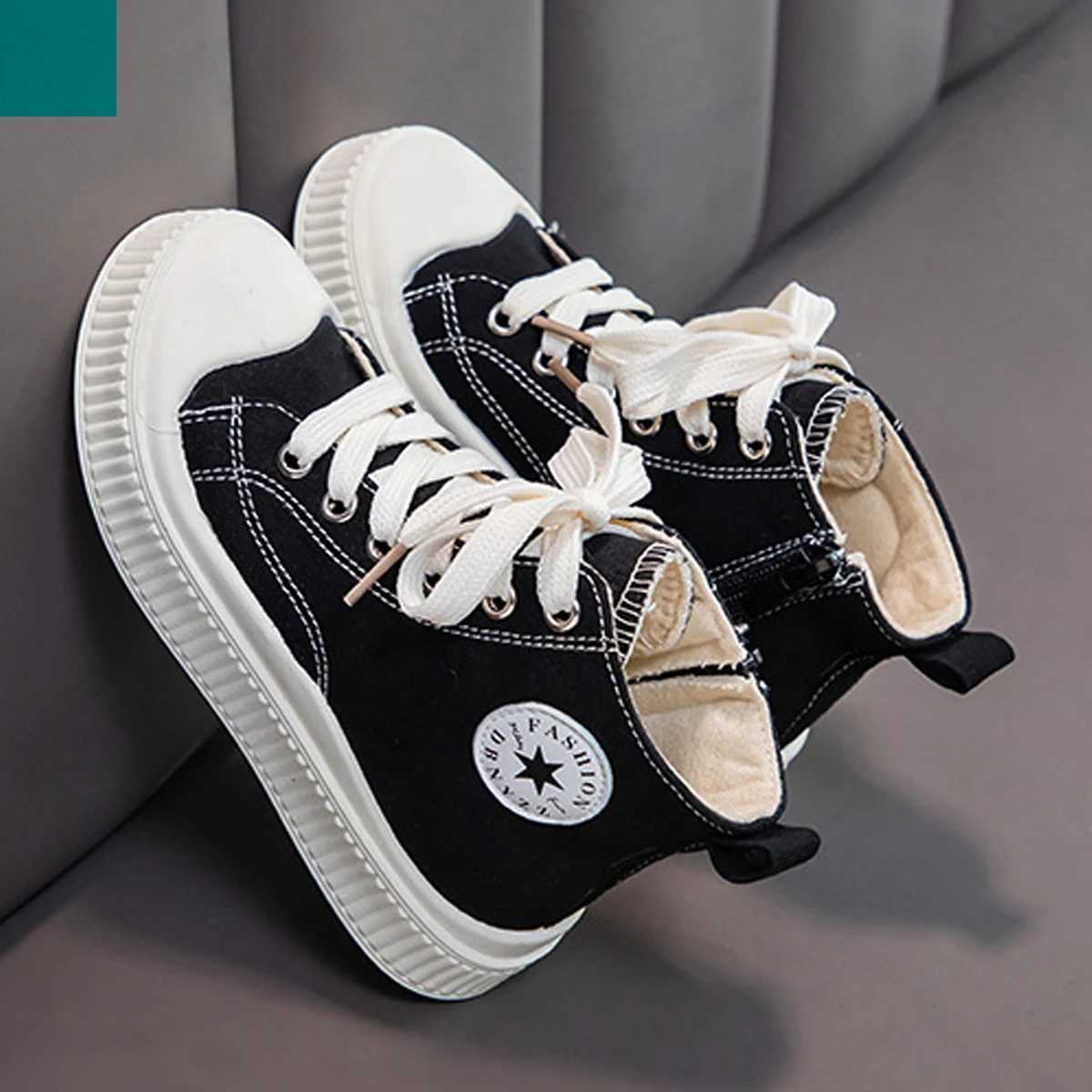 Childrens sports casual shoes boy canvas shoes zipper boots design girl campus student comfortable breathable suitable indoor oT251110