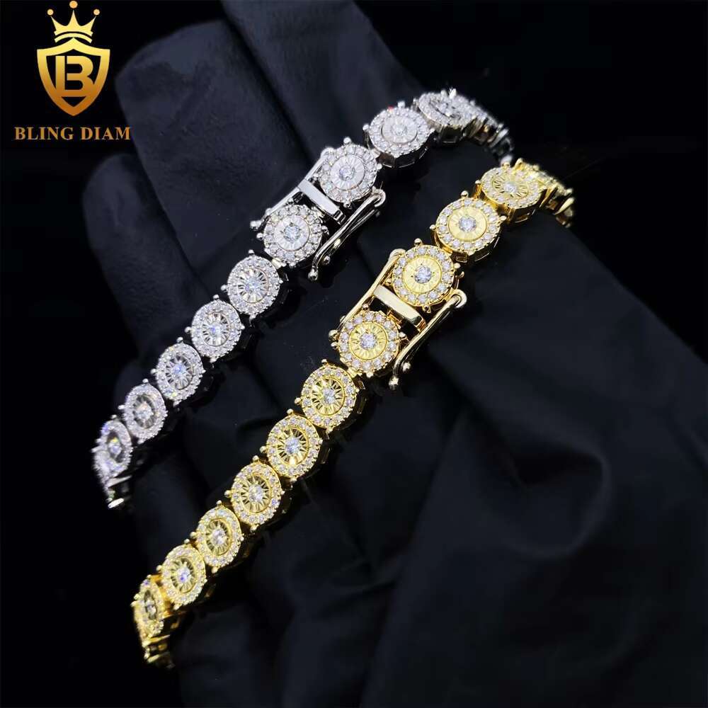 High Quality Hip Hop Hand Cut 925 Sterling Silver VVS Moissanite Cuban Link Chain 7mm Bracelets for Women