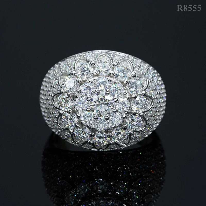 New Modern Moissanite Rings for Men Hip hop Mosaic Ring Original 925 Sterling Silver Jewelry Moissanite Diamond Rings for Men