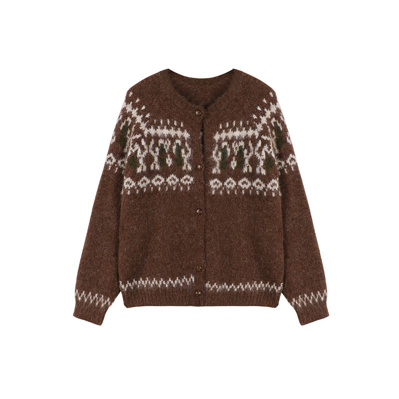 Designer sweater women's winter 2025 new Korean retro lazy loose slimming long sleeved knitted cardigan top