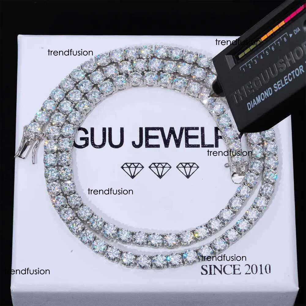 HipHop Jewelry ice out 3mm 4mm 5mm 6mm sterg sier VVS Moissanite Dia Tennis k Chain Bracelet Necklaces