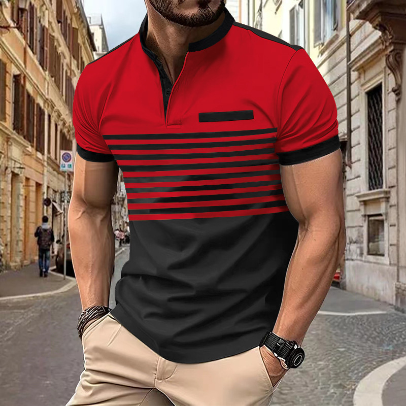 Ins2025 Summer Sale Paul Shirt Mens Printed Striped Polo Shirt Short Sleeve T-shirt