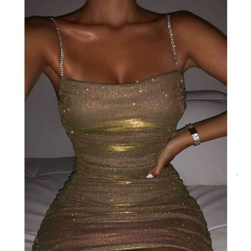 Sexy Nightclub Party Rhinestone Ruched Bodycon Strap Night club maxi dress Clothing SEXY DRESSES FOR WOMEN