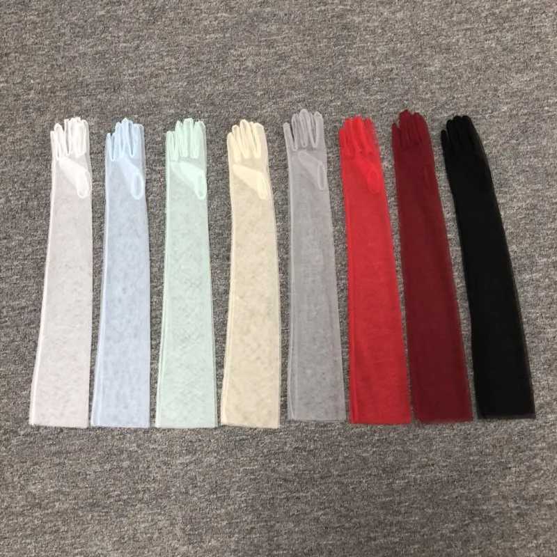 Women Long Sheer Tulle Gloves for Bridal Wedding Accessories Party Transparent Finger Gloves L251110