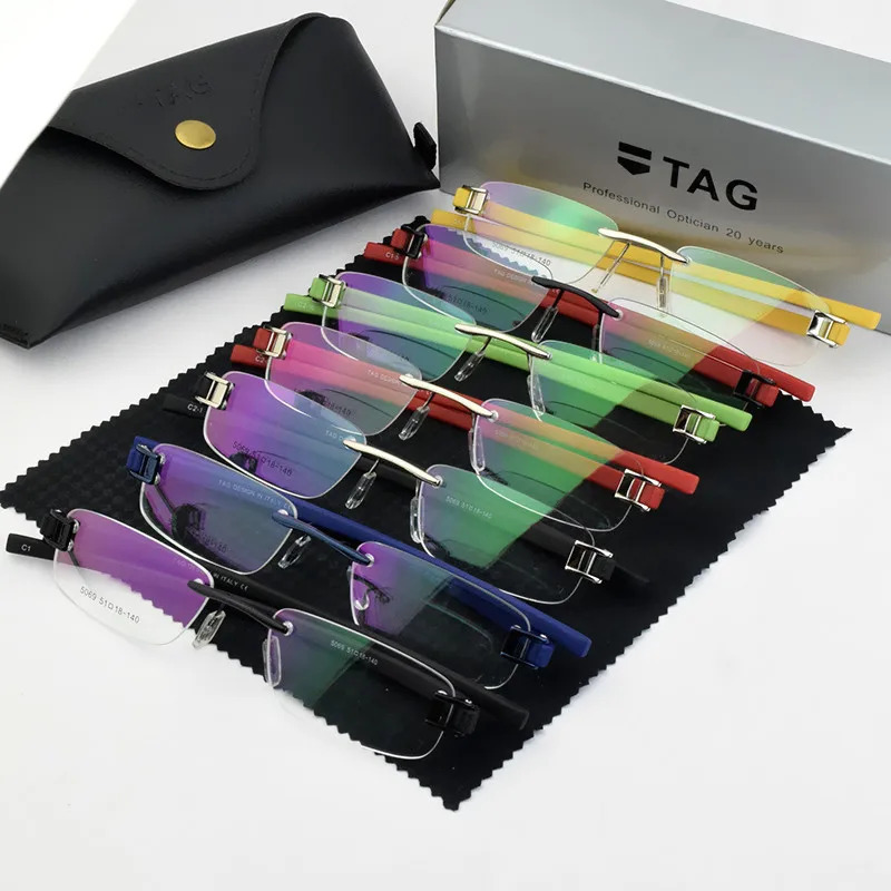 Borderless Optical Glasses Frame for Men Square Top Myopia Computer Ultra Light Sports 250410
