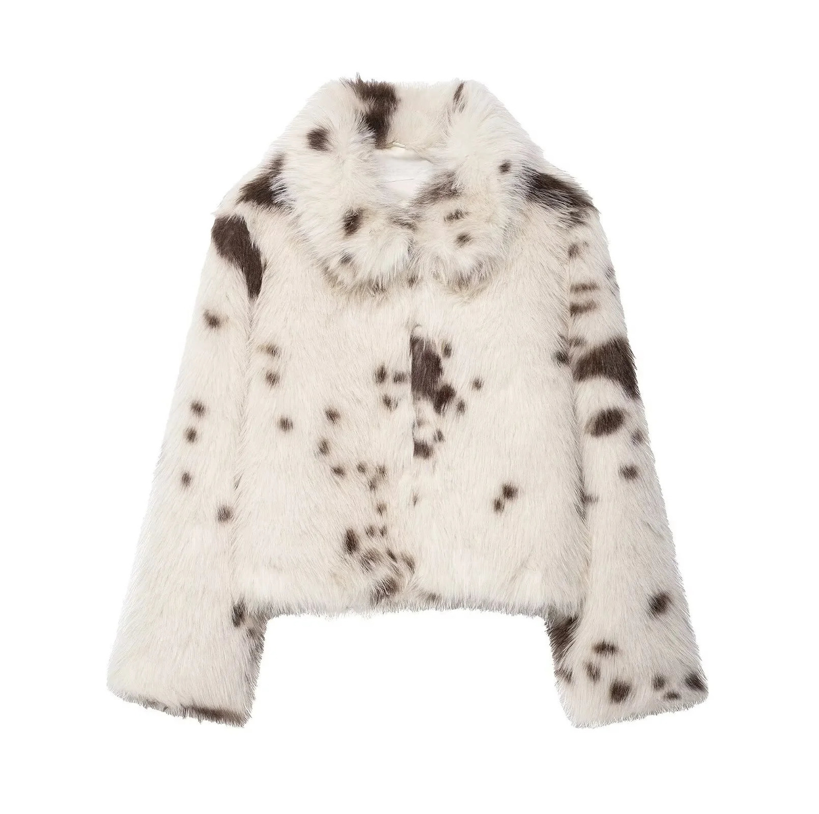AutumnWinter Womens Casual Fashion Versatile Artificial Fur Effect Animal Pattern Jacket Warm Coat 251110