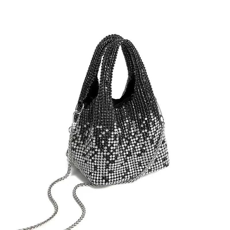 Crystal Shiny Rhinestones Diamond Bucket Bag Women Handbag Gradient Color Evening Bag Wedding Party Clutch Purse Crossbody Bag R251110