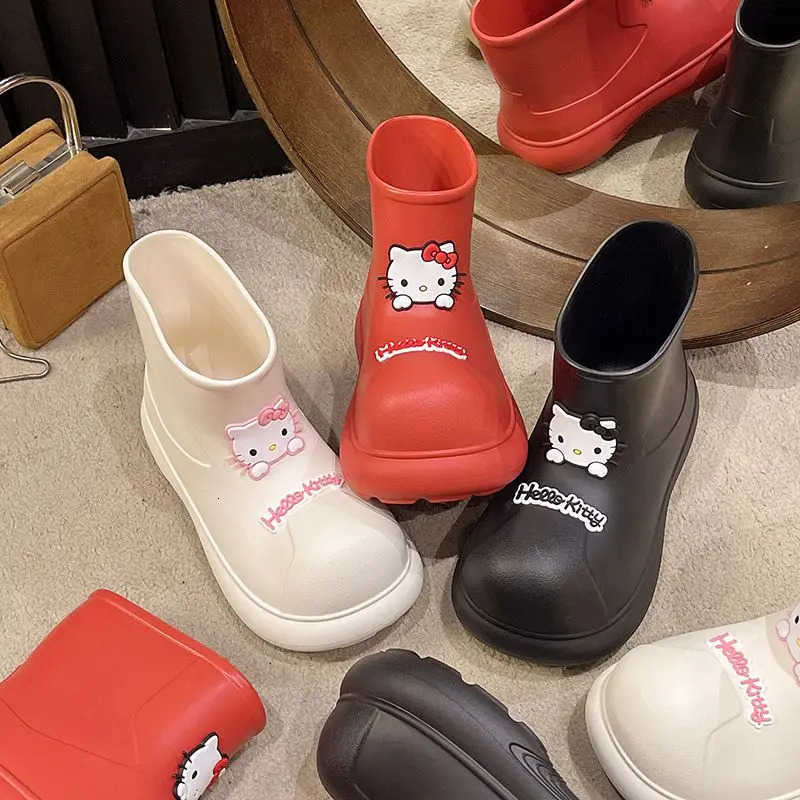 Sanrio Kawaii Hello Kitty Student Cartoon Cute Comfortable Rain Boots Waterproof Non Slip Boots Birthday Gift for Kids H251110