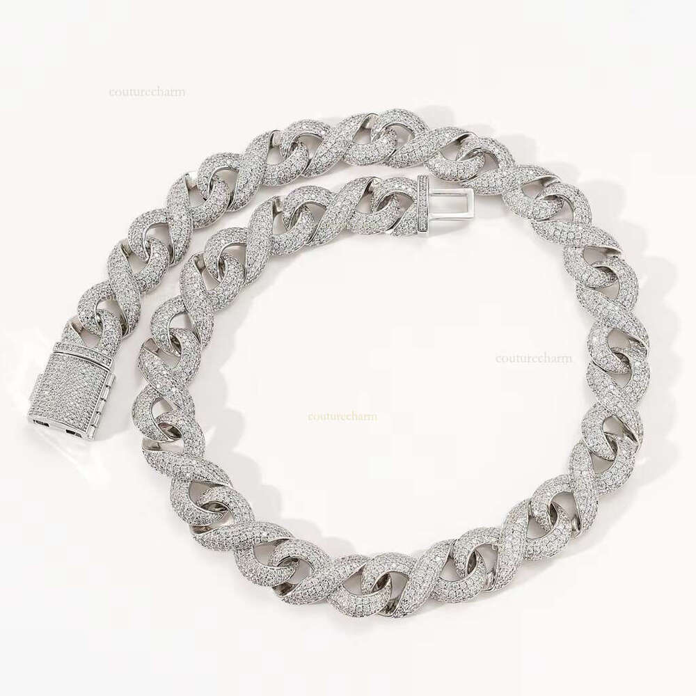 New 15MM Hip Hop Iced Moissanite Stainless Steel Season Sier Dia Cuban k Chain For Men