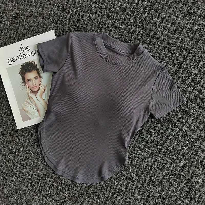 Sports bra mat yoga short sleeved T-shirt suitable for womens summer leisure fitness running topXJ250410