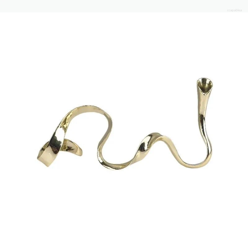 Candle Holders Metal Candlestick Geometric Streamer Wavy Ribbon Candelabrum Table Ornament Centerpieces XJ260305