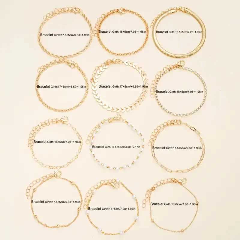 Bohemian Multi-layer Stacking Bracelet Fashion Flat Snake Chain Rhinestone Claw Chain Bracelet Set Womens Retro Party JewelryT251110