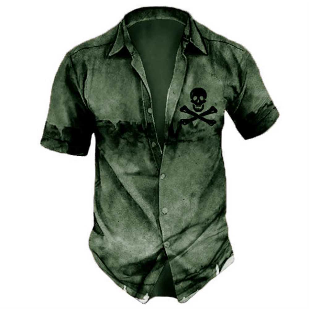 2024 Skeleton Mens Collar Street Clothing Retro Mens Street Hip Hop Short Sleeve Party Summer Mens Hawaiian Shirt X250410