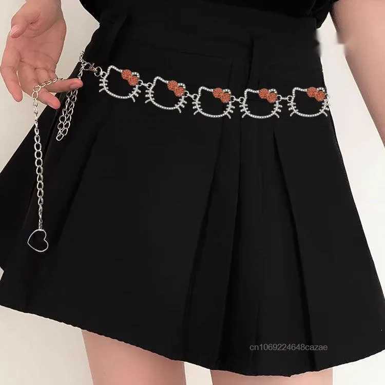 Cute waist chain luxury diamond set metal chain belt Korean version Y2K new version X250410