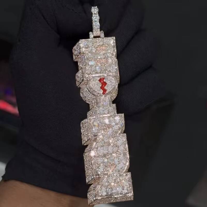 Custom Men Chains Vvs Pendant Iced Out Moissanite Cuban Link Chain Mossanite Men Diamonds Fine Jewelry Necklaces