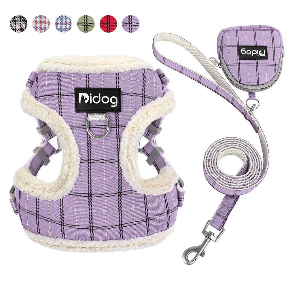 Breathable Dog Harness Leash Bag Set Winter Warm Dog Fur Harnesses Vest Pet Walking Rope With Garbage Bag for Small Medium Dogs J251110