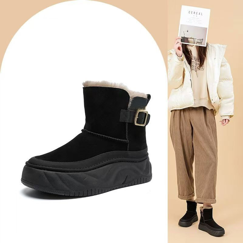 New designer snow boots, cold resistant and fashionable cotton shoes, midsole boots, winter thick sheepskin integrated with warmth and anti slip