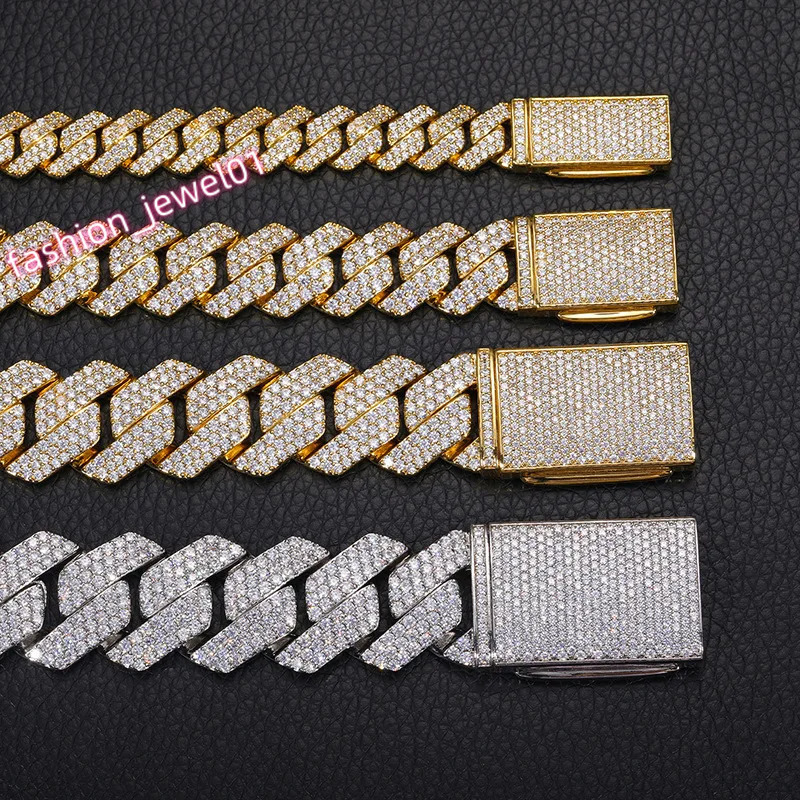 10/14/18/20mm wide Hip Hop 5A+ CZ Stone Bling Ice Out Rhombus Cuban Link Chain Necklace for Men Rapper Jewelry Drop Shipping