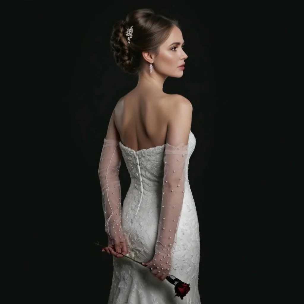 1 Pair Bridal Fingerless Pearl Gloves Wedding Sleeves Removable Shrugs for Women Summer Elegant Bolero Shoulder Cape VPM10 L251110