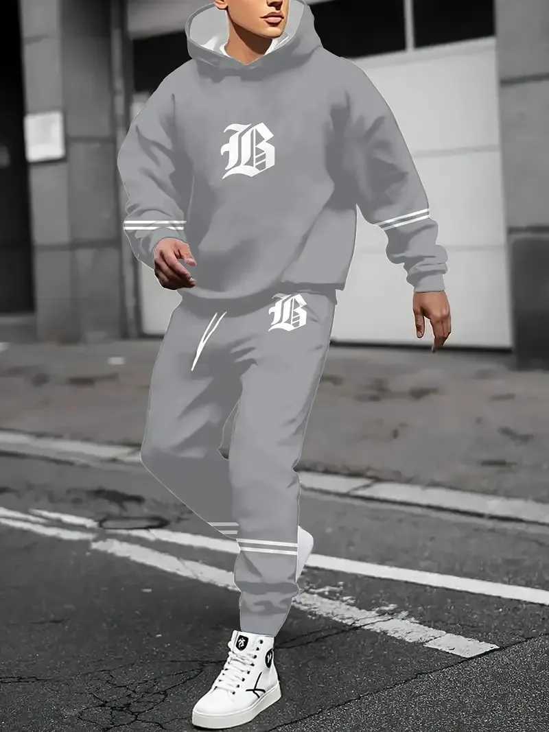 The new mens set for Spring and Autumn 2025 features a casual fashionable soft and comfortable 3D letter pattern print W251110