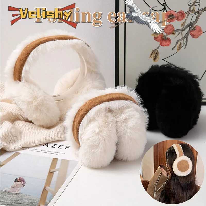Outdoor Woman Ski Warmer Furry Earmuff Foldable Winter Ear Cover Faux Fur Cold Protection Plush Ear Muffs Fashion Soft Earflap W251110