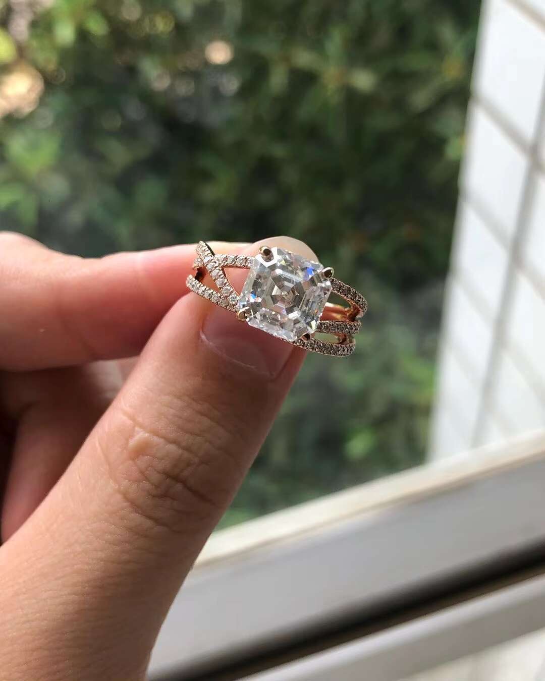 925 Sterling Silver Moissanite Jewelry Eternity Band Diamond Engagement Wedding Ring Stackable Gold Plated Rings Jewelry Women