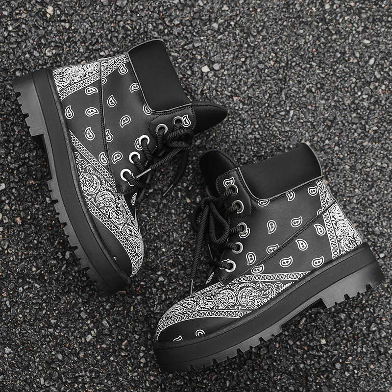 European Brand Men's Yellow Versatile Height-Increasing Casual Autumn Winter Niche High-Top New Martin Boots YZ10