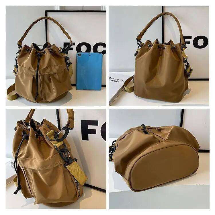 Versatile Large-Capacity Drawstring Bucket For Women Multi-Pocket Crossbody Lightweight Casual Commuter Bag